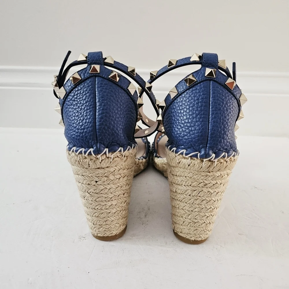 NEW Valentino Garavani Rockstud Strappy Espadrille Wedge Sandals Size EU 41 - Picture 6 of 9
